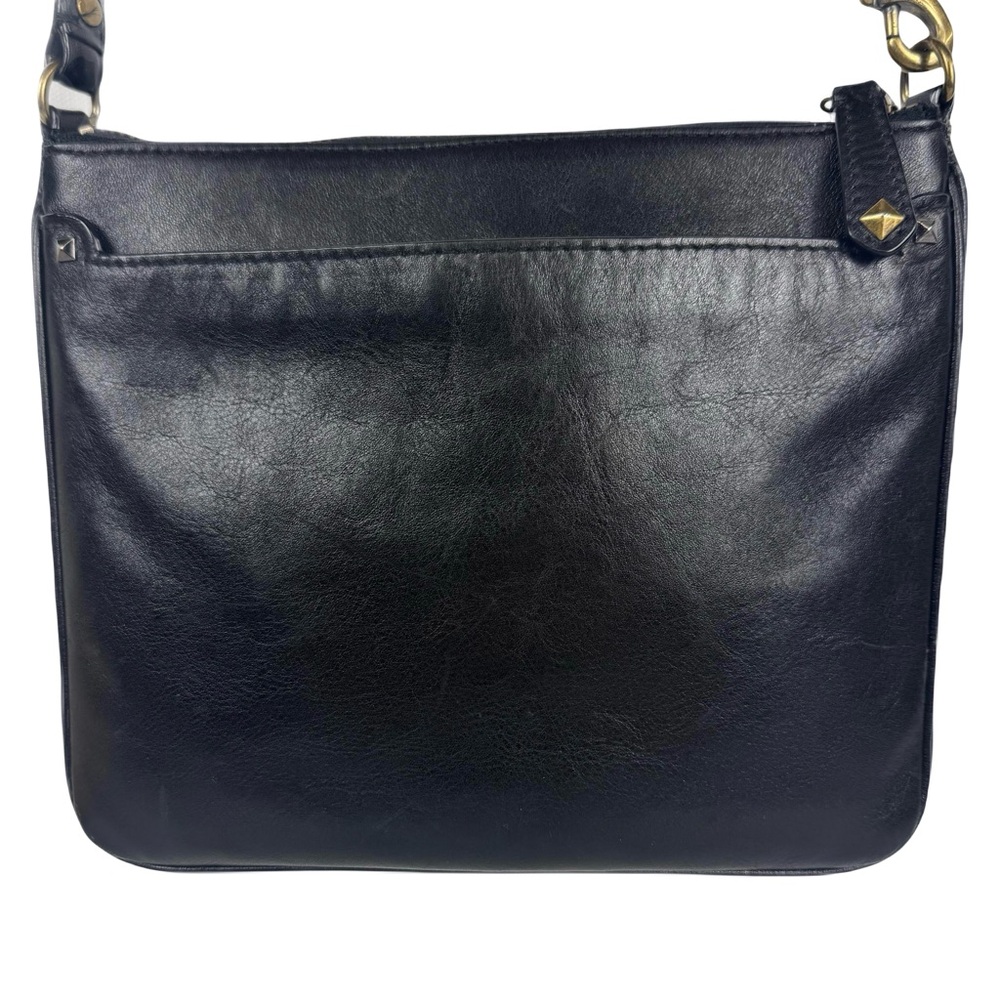 COACH black lthr crossbody shoulder bag w long strap, studs, brass hardware EUC - Picture 5 of 16